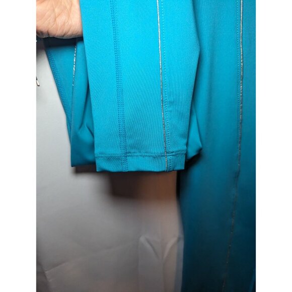 Nike Lurex Leggings Turquoise Dri-Fit Yoga 7/8 Metallic Stripe High Waist Sz S - Picture 5 of 14